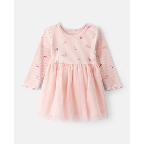 Baby Girl Heart Print Long-Sleeve Dress - Pink - Carter's | Carter's