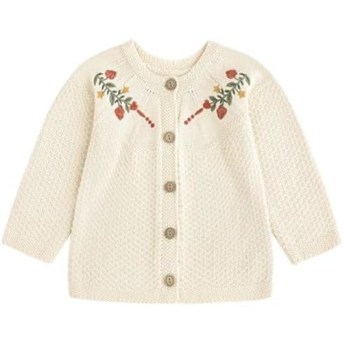 Curipeer Baby Girls Knitted Cardigan Pompoms Sweater Toddler Long Sleeve Jacket Outerwear 6M-4Y