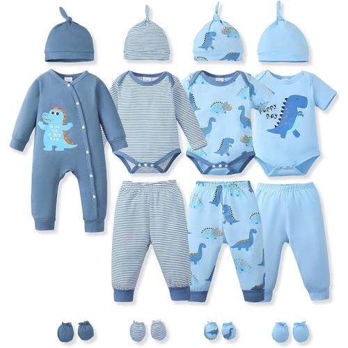 NZRVAWS Preemie Newborn Baby Boy Clothes Infant Clothing Romper Pant Outfits Set Layette Essentials 19 Pieces 0 3 6 12 Months