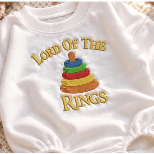 Lord of the Rings Stacking Toy Embroidered Baby Romper | Funny Newborn Bodysuit, Colorful Ring Baby Outfit, New Baby Gift, Baby Shower Gift