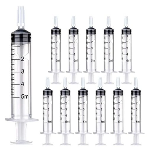 5 ml Syringe for Liquid, Syringe without Needle with Cap, Oral, Scientific Labs, Measurement, Pack of 12