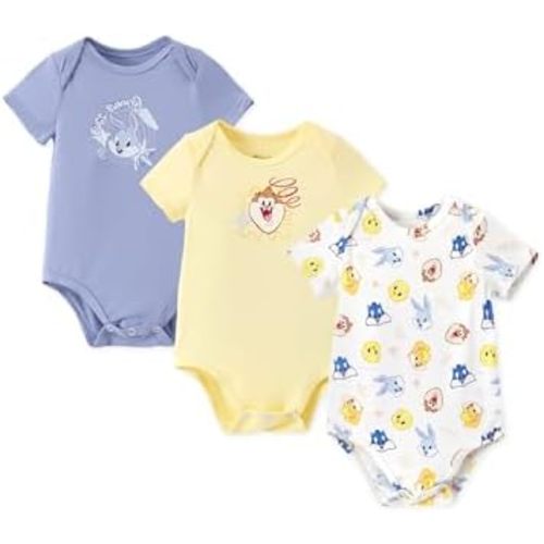 PATPAT Harry Potter Superman Baby Clothes with Bamboo Viscose Hedwig Owl Short Sleeves 3-Packs Bodysuit for Infant 0-18M