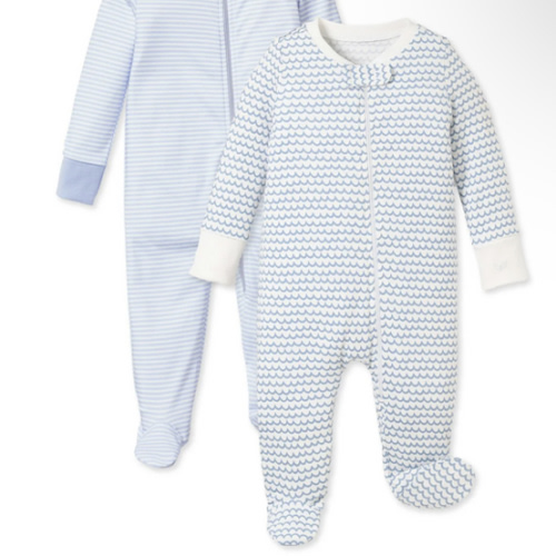 Baby's Pima Romper Duo in Blue Stripe & La Mer