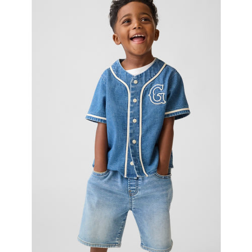 Baby & Toddler Denim Varsity Logo Baseball Shirt