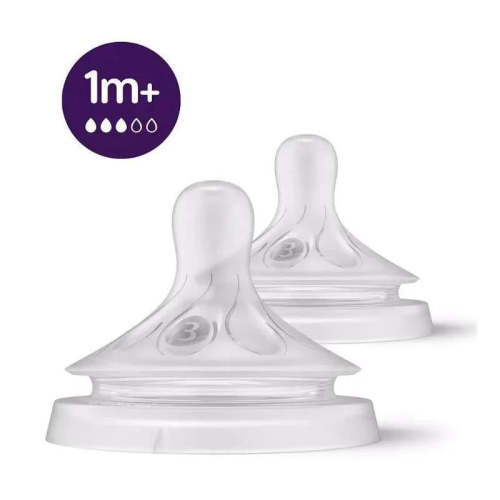 Avent 2Pk Natural Response Nipples, Medium Flow 3, 1M+