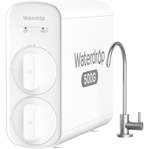 Waterdrop G5P500 Reverse Osmosis Water Filter, NSF/ANSI 372 Certified, 7 Stage Reverse Osmosis System, 500G RO Water Filtration System, 2:1 Pure to Drain, Reduces TDS PFAS, BPA Free