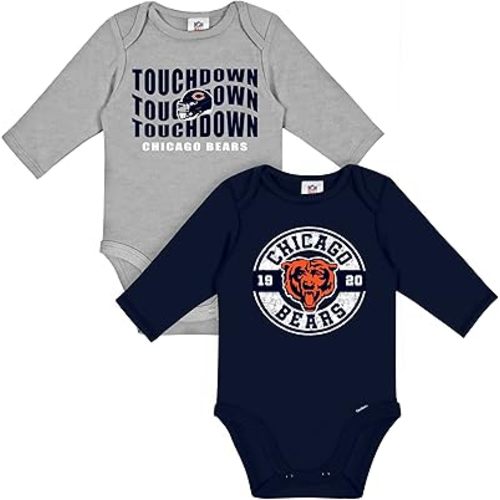 Gerber NFL unisex-baby Nfl 2-pack Long Sleeve Onesie Bodysuit