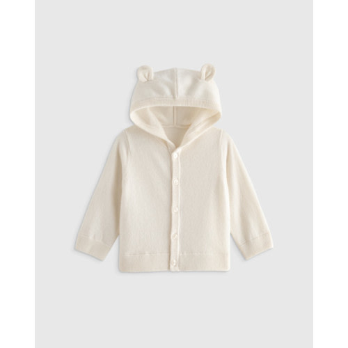 Washable Cashmere Hooded Cardigan in Heather Grey
