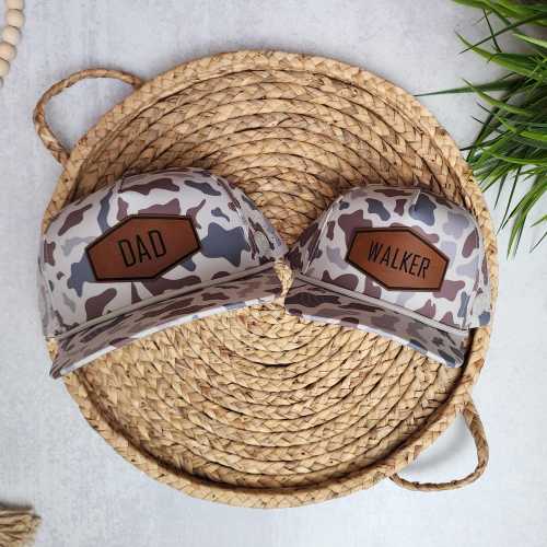 Personalized Deer Camo Hat: Hexagon Patch, Dad And Son Matching Hats, Hats Sold Separately