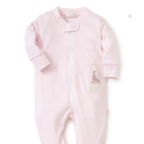 Sophie la girafe Pink Stripe Zip Front Footie
