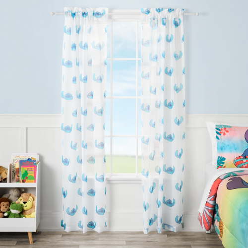 Stitch Tropical Sheer Kids Drape, 38" x 84", White, Disney
