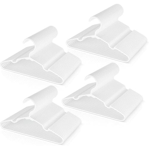 VTRIN Baby Hangers 100-Pack,Plastic Infant and Toddler Hangers for Clothes, Non-Slip Kids Clothes Hangers for Shirts, Dresses, Pajamas and Heavy Coats, White