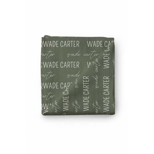 Personalized Olive Baby Name Swaddle Blanket - Block & Script