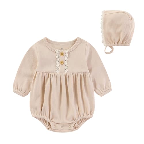 Ruliby Baby Girls Clothes Set Cotton Floral Bodysuit Dress with Headpiece for 3-24 Months
