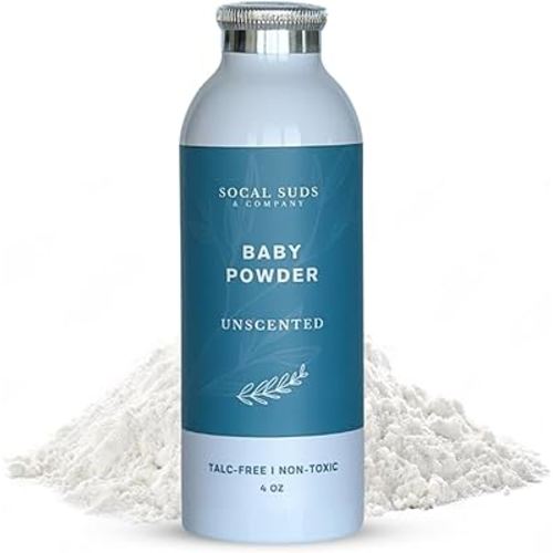 SoCal Suds & Company - Natural Baby Powder Talc-Free - Newborn Essentials with Arrowroot Powder, Kaolin, Aspen Bark Extract for Soft Soothing Protected Skin - Gentle Absorption - Fragrance Free, 4oz