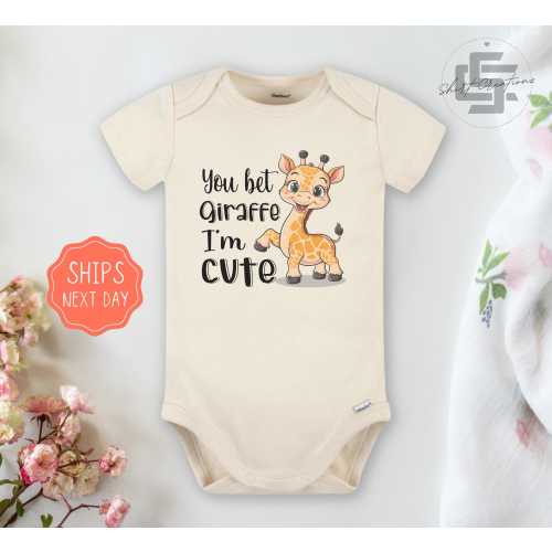 Giraffe baby Onesie® You bet giraffe i'm cute Onesie®, cute giraffe newborn body suit. funny newborn baby gift.
