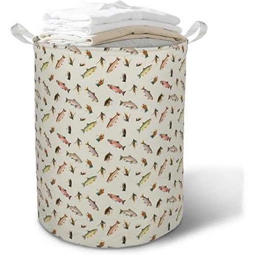 Bass Fishing Laundry Basket Hamper,Rainbow Trout Fishing Lovers Fisherman Gifts Foldable Clothes Toys Books Storage Box Bins Baskets Organizer for Nursery Bedroom Bathroom Home