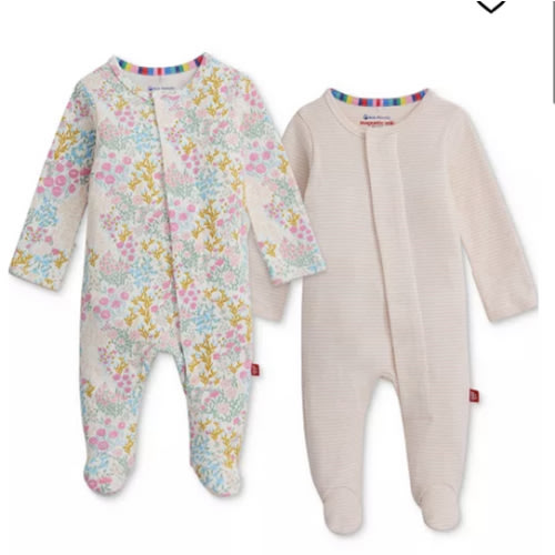 Baby Cotton Footed Coveralls, 2 Pack