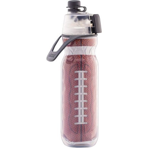 O2COOL Mist 'N Sip Misting Water Bottle No Leak Pull Top Spout Sports Water Bottle 20 oz (Football)