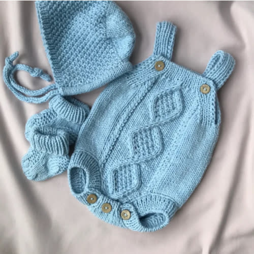 Knitted Baby Romper Set: Cotton Blend Newborn Outfit