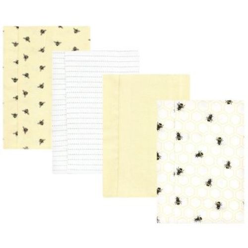 Hudson Baby Infant Cotton Poly Flannel Burp Cloths, Honey Bee, One Size