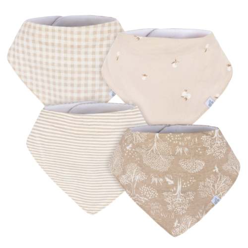 4-Pack Baby Neutral Multi Tan Bandana Bibs