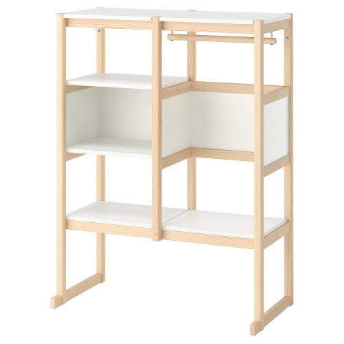FLISAT Open storage - light white stained pine/white 34 5/8x15x46 1/8 "