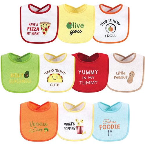Unisex Baby Cotton Terry Drooler Bibs with Fiber Filling