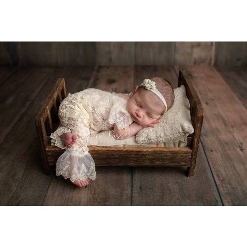 Ivory lace Newborn romper set, Newborn photo prop, newborn romper, newborn girl Lace romper, newborn girl photo prop, baby lace  photo prop,