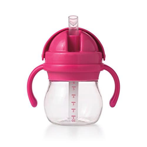 OXO Tot Transitions Straw Cup with Removable Handles, Pink, 6 Ounce