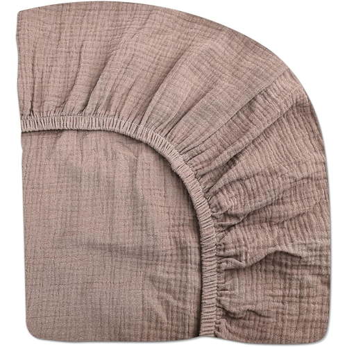 Crib Sheets for Boys Girl, Fitted Baby Toddler Bed Sheets 28" x 52", Neutral Muslin Cotton Crib Mattress Sheet with Boho Style, Soft and Breathable Comfort (Beige)