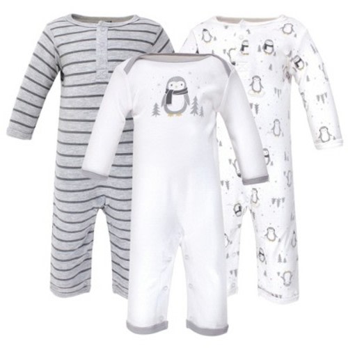 Hudson Baby Infant Cotton Coveralls 3pk, Gray Penguin, Size: 18-24 months