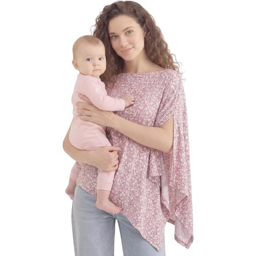 PATPAT Bamboo Viscose Nursing Cover, Breathable Poncho, Pink Floral