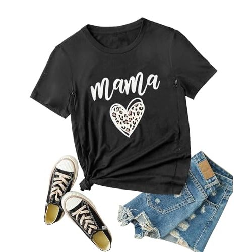 Women Maternity Nursing Shirt Funny Mama Shirt Cute Leopard Heart Graphic Tees Friendly Zip Maternity Breastfeeding Tops