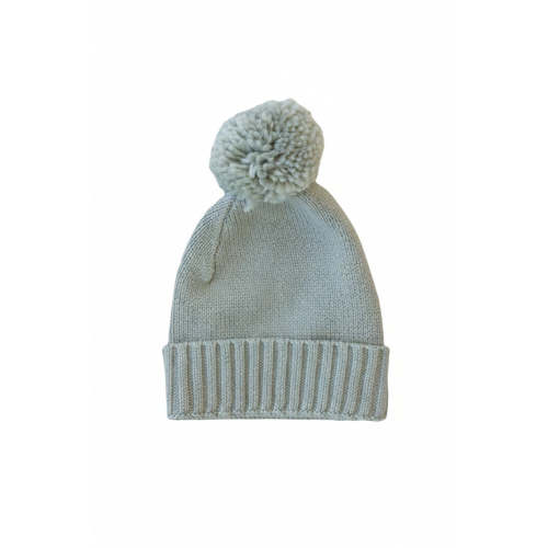 Knit Baby Pom Pom Beanie in Smoke | Caden Lane