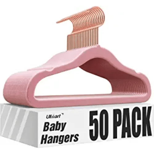 Ulimart Velvet Baby Hangers (11.4 Inch-50 pcs),Baby Clothes Hangers Ideal for Everyday Standard Use,Baby Hangers for Closet,Durable Infant/Toddler Hangers Pink Hangers