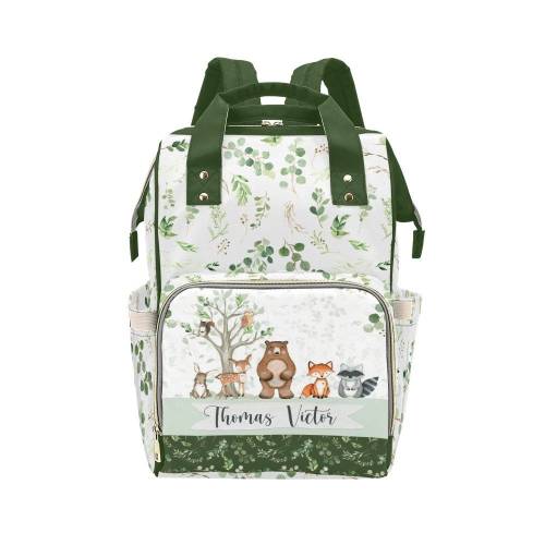 Personalized Forest Animals Diaper Bag Backpack - Expecting Mom Gift