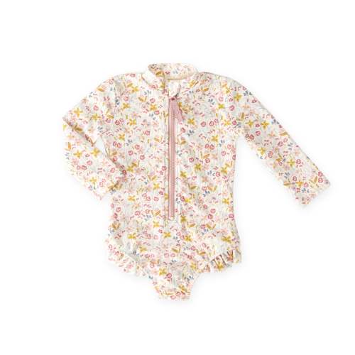 Swim Long Sleeve Hip Ruffle One-Piece - Floret – Pehr