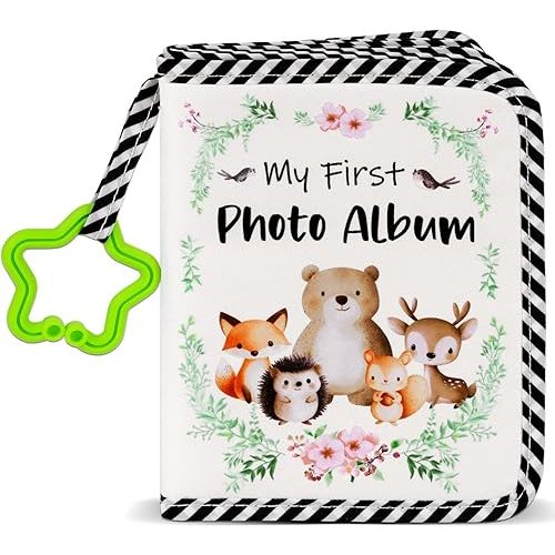 Baby's My First Family Album Soft Photo Cloth Book Woodland Animal My First Book of Photos Baby Memory Album Gift Holds 4x6 Pictures for Babies Newborn Toddler & Kids Baby Shower