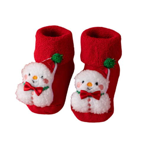 REDARER Baby Christmas Socks - Non- -Lined Floor Socks for Newborns, Warm Red Winter Crawling Socks for Toddlers