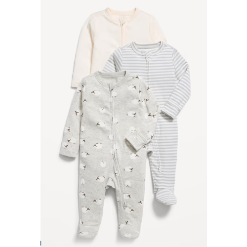 2-Way-Zip Sleep & Play Footed One-Piece 3-Pack for Baby