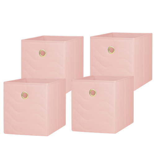 Mainstays Collapsible Quilted Fabric Cube Storage Bins (10.5" x 10.5"), 4 Pack, Pink Blush