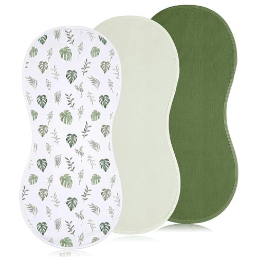 Hahafelt 3 Pcs Changing Pad Liners Compatible with Peanut Changer Waterproof Diaper Mats Organic Cotton Mats are Warm on Baby's Back, Washable Reusable(Natural Style,Green)