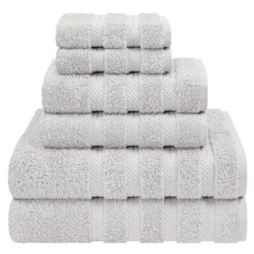 American Soft Linen 6 Piece Towel Set, 100% Cotton Bath Towels for Bathroom, Silver Grey