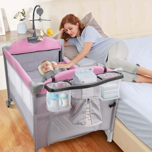 Zoomie Kids 5-In-1 Pack N Play, Baby Bassinet Bedside Sleeper With Carry Bag, Mattress For Newborn To Toddlers | Wayfair