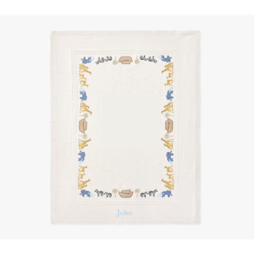 Noah's Ark Embroidered Pointelle Baby Blanket