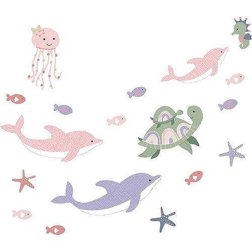 Lambs & Ivy Sea Dreams Dolphins/Turtles/Fish Underwater/Nautical Wall Decals Multicolor