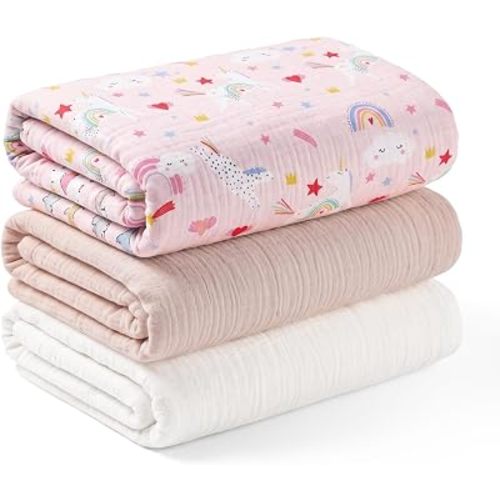 Muslin Swaddle Blankets for Newborns,100% Cotton 40x38 Inches Baby Swaddle Blanket, Soft Breathable Muslin Baby Blanket Pack of 3