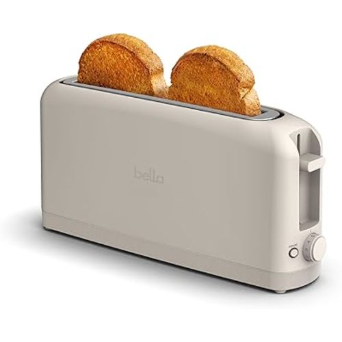 bella 2 Slice Slim Toaster, Fits-anywhere™ Kitchenware, 6 Setting Shade Control with Reheat & Cancel Buttons, Fits sourdough, 10” Long Slot, Anti Jam & Auto Shutoff, 900 Watt, Oatmilk