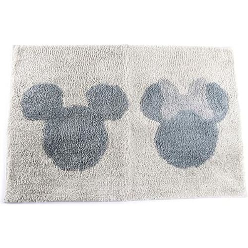 Jay Franco Disney Mickey Mouse & Minnie Mouse Bath Rug 20 x 30 Inches Soft, Non-Slip, Machine Washable Grey Bathroom Mat